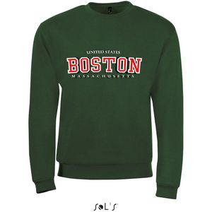 Sweatshirt 2-201 Boston Massachusetts -Rood - Groen, xS