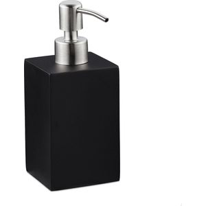 Relaxdays zeeppompje aanrecht - zeepdispenser vierkant - handzeeppompje - 300 ml pompje - zwart