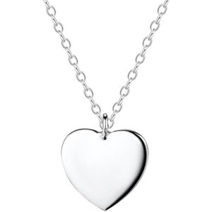 Joy|S - Zilveren hartje hanger met ketting - hart 10 mm - ketting 45 cm