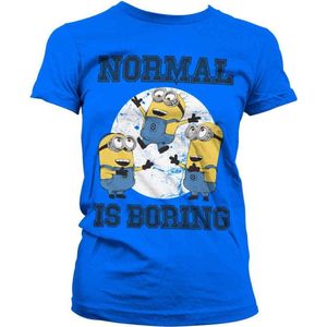 Minions Dames Tshirt -S- Normal Life Is Boring Blauw