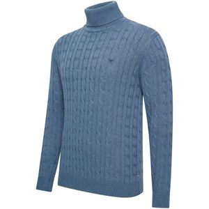 Cappuccino Italia - Heren Trui Aosta Cable Pullover - Blauw - Maat M