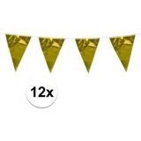 12x stuks vlaggetjes vlaggenlijn metallic goud - 10 meter - slingers