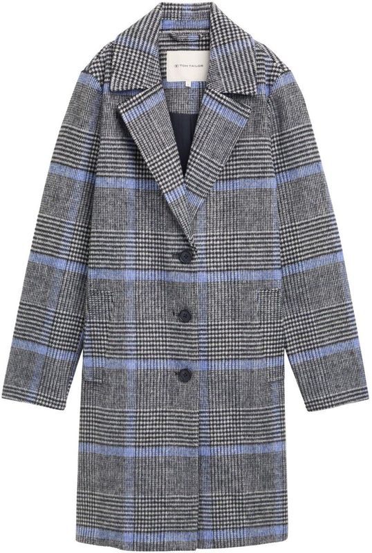 TOM TAILOR Damesmantel met ruitpatroon, 36217 - Navy Blue Check, L