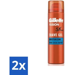 Gillette Fusion 5 ProGlide - Scheergel - Moisturizing - Met Cacaoboter - 200 ml - Voordeelverpakking - 2 stuks