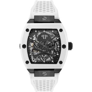 Philipp Plein The $Keleton PWBAA2424 Horloge - Siliconen - Wit - Ø 44 mm