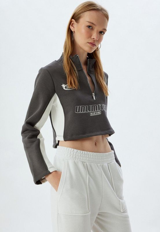 Halve ritssluiting geborduurd Sweatshirt