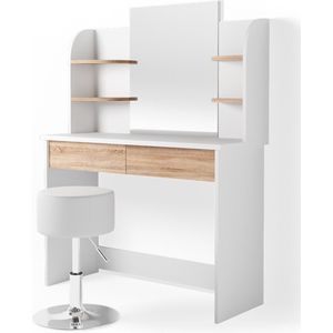 Vicco Kaptafel Charlotte, Wit/Sonoma/Sonoma, 108 cm met krukje