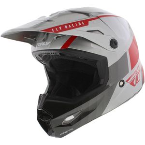 Fly Racing - Kinetic - Kinder Crosshelm - Glans Grijs Rood