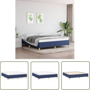 The Living Store Bedframe zonder matras stof blauw 180x200 cm - Boxspring Frame - Bed Frame - Slaapcomfort - Blauwdruk - Stoffen Bed