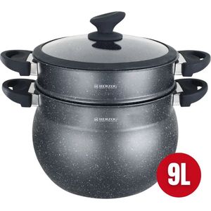 Herzog Hr-2409: Couscouspot Met Zwarte Steencoating - 9L