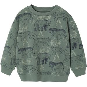 Sweater - Saliegroen - Bedrukt - Voor Jongens