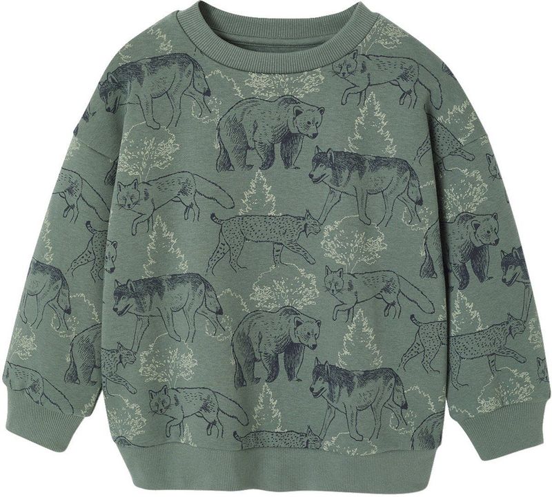 Sweater - Saliegroen - Bedrukt - Voor Jongens