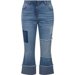 Angel of Style Angel of Style - Dames - Jeans wijde pijpen patches 5-pocket omgeslagen zoom - Licht blauw denim - Maat 56