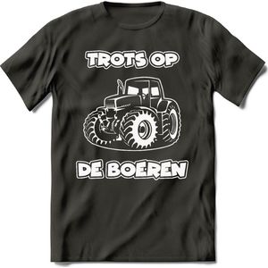 T-Shirt Knaller T-Shirt|Trots op de boeren / Boerenprotest / Steun de boer|Heren / Dames Kleding shirt Trekker / Tractor|Kleur Grijs|Maat M