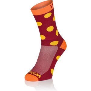 Winaar Fietssokken Zomer Unisex Rood Oranje Met Gele Stippen - BO Dots - 36-38