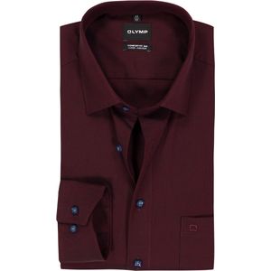 OLYMP - Luxor Comfort Fit - Overhemd - Bordeaux Rood - Strijkvrij
