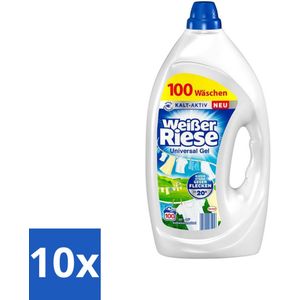 10 x Weißer Riese - Wasmiddel - Gel - Witte Was - 4.5L - 100 Wasbeurten - Wasmiddel Gel - Witte Was - Reinigingsmiddel - Stralende Witte Was - Hardnekkige Vlekken