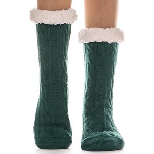 2 paar dames pantoffelsokken, warme wintersokken, fleecesokken, verdikte antislip kerstsokken, Europese maten 36-41, donkergroen.