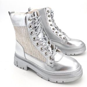 SmileFavorites® Veterboots - Zilver - Imitatieleer - Maat 36