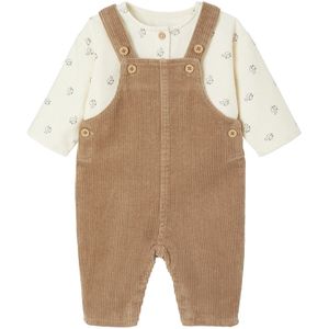 Vertbaudet - Salopet in Ribfluweel - Babyset - 2-delig - T-shirt met Lange Mouwen