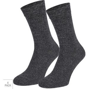 Sokken Met Bamboe & Wol Mix Met Badstof Voetbed 4-Pack - Antraciet - Maat 46-47 - Dempende Bamboe Sokken Voor Extra Comfort - Dames / Heren