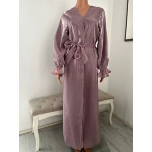 Kimono- satijn- maat L/XL- lange dames kimono- outfit- glamour- roze- feestelijke kimono- dames kimono- jurk dames roze