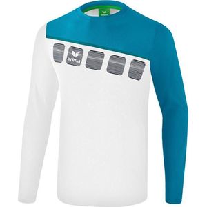 Erima 5-C Longsleeve Heren - Wit / Oriental Blue / Colonial Blue | Maat: XXL