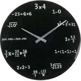 Wiskunde Klok - Wandklok - Grappige klok - Leuke klok met rekensommen - Zwart
