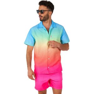 OppoSuits Funky Fade Summer Combo - Heren Zomer Set - Bevat Shirt En Shorts - Zwem Pride Regenboog Kleding -Multi Color -Maat L