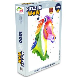 Puzzel Paard - Regenboog - Wit - Meisjes - Kinderen - Meiden - Legpuzzel - Puzzel 1000 stukjes volwassenen