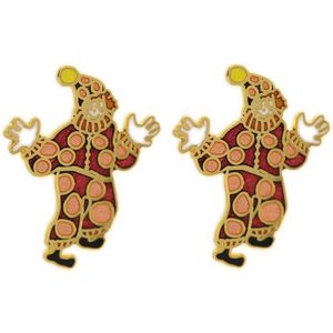 Behave Dames oorbel steker emaille clown rood goud-kleur