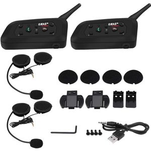 Motorhelm, intercom-set, set van 2 V6 Pro 1200M motorhelm, bluetooth intercom-headset voor interphone motorhelm, bluetooth intercom headset voor 6 gebruikers, 2 stuks