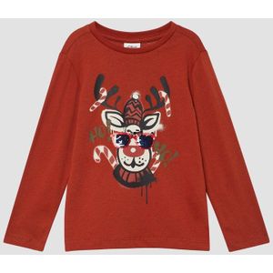 s.Oliver - T-Shirt - Met Lange Mouwen - Kerstprint - Zacht Katoen