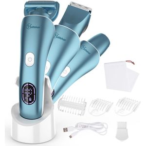 Hatteker 3-in-1 Ladyshave voor Vrouwen – Dames Scheerapparaat – Epileerapparaat – Trimmer voor Benen, Bikinilijn en Oksels – Epilator – Waterdicht IPX7 – Blau