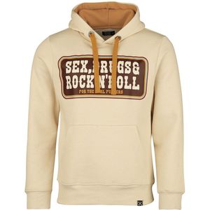 King Kerosin Rock'N'Roll Hoodie Heren Trui met capuchon - beige - M