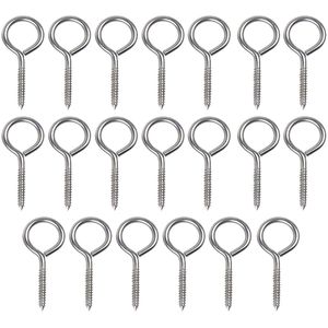 PULUZ 20 stuks M4x50 Oogbouten Schroefhaken Zelftappende schroeven 304 roestvrij staal schroeven oog Ogen schroefogen schroefhaken roestvrij staal oogschroeven haken Voor binnen- en buitengebruik