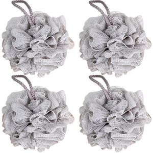 JeiibrZui Luffa Voor Vrouwen - Doucheluffa - Zacht Exfoliërend Schuim Gemakkelijk Op Te Borgen - 4Stuk - Baden Grijs