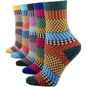 Huissokken - Wintersokken - 5 Paar - Thuissokken - Huissokken Dames en Heren - Verwarmde sokken - Fleece Sokken - Dikke Sokken - Slofsokken - Warme Sokken - Bedsokken - Gevoerde Sokken - Winter Sokken - Cadeautip - KerstDunne verticale balken