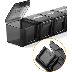 Pillendoosje I Pillendoos I Medicijn Doosje I XXL Pil Box I Zondag t/m Zaterdag I 7 dagen I 1 Week I Zwart