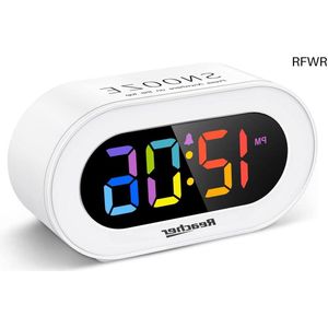 RFWR® Kleine kleurrijke digitale led-wekker met sluimerfunctie en helderheidsdimmer