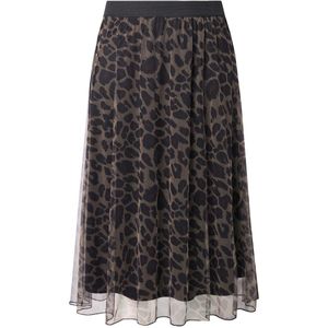 MIAMODA MIAMODA - Dames - Midirok A-lijn mesh met leomotief - Zwart - Maat 58