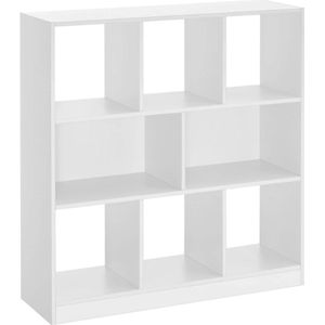 Witte houten open boekenkast met laden, vrijstaand opbergelement, 97.5x30x100cm