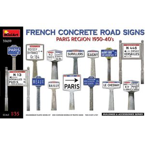 1:35 MiniArt 35659 French Concrete Road Signs - Paris reg. 1930-40s Plastic Modelbouwpakket