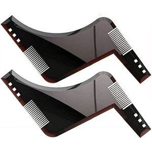 Beard Baardkam - Baardvormgeving en styling sjabloontool - Shaping Tool - Zwart - 2 stuks