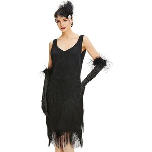 Dames Charleston jurk - Jaren '20 stijl - Mouwloos - V-hals - Knielengte - Gatsby themafeest - Carnaval - Kostuum