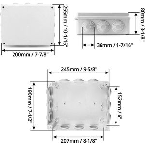 Allecto plus - Opbouwdoos waterdicht stofdicht IP65 ABS-kunststof wit 255 x 200 x 80 mm met zoekwoorden: elektrische aansluitdoos behuizing.