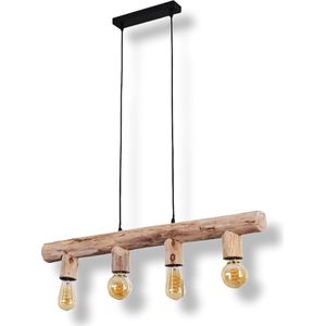 Belanian.nl -  vintage  Boho-stijl, Moderne  hanglamp zwart, licht hout, 4 lichts  Scandinavisch voor  Eetkamer, slaapkamer, woonkamer