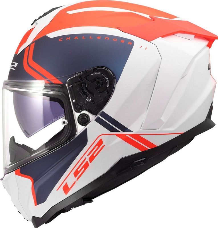 LS2 FF817 Challenger II helm Titan mat wit blauw rood XXL