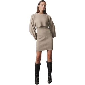 Trendyol Beige Mini Breiwerk Bolero-Jurk Set Twoaw25El00056