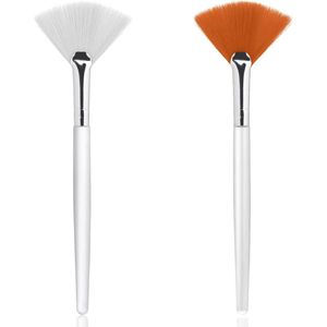 2 stuks waaierkwasten 15 cm maskerkwast zachte gezichtskwast zuur-applicator gezichtsborstels voor vrouwen meisjes make-up multifunctioneel gebruik
